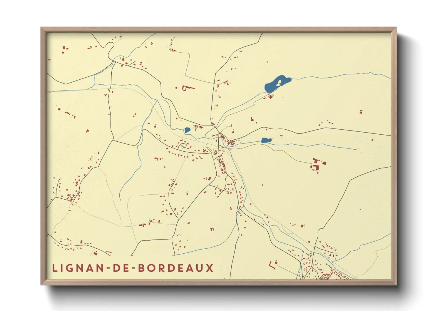 Une affiche de carte sur Lignan-de-Bordeaux