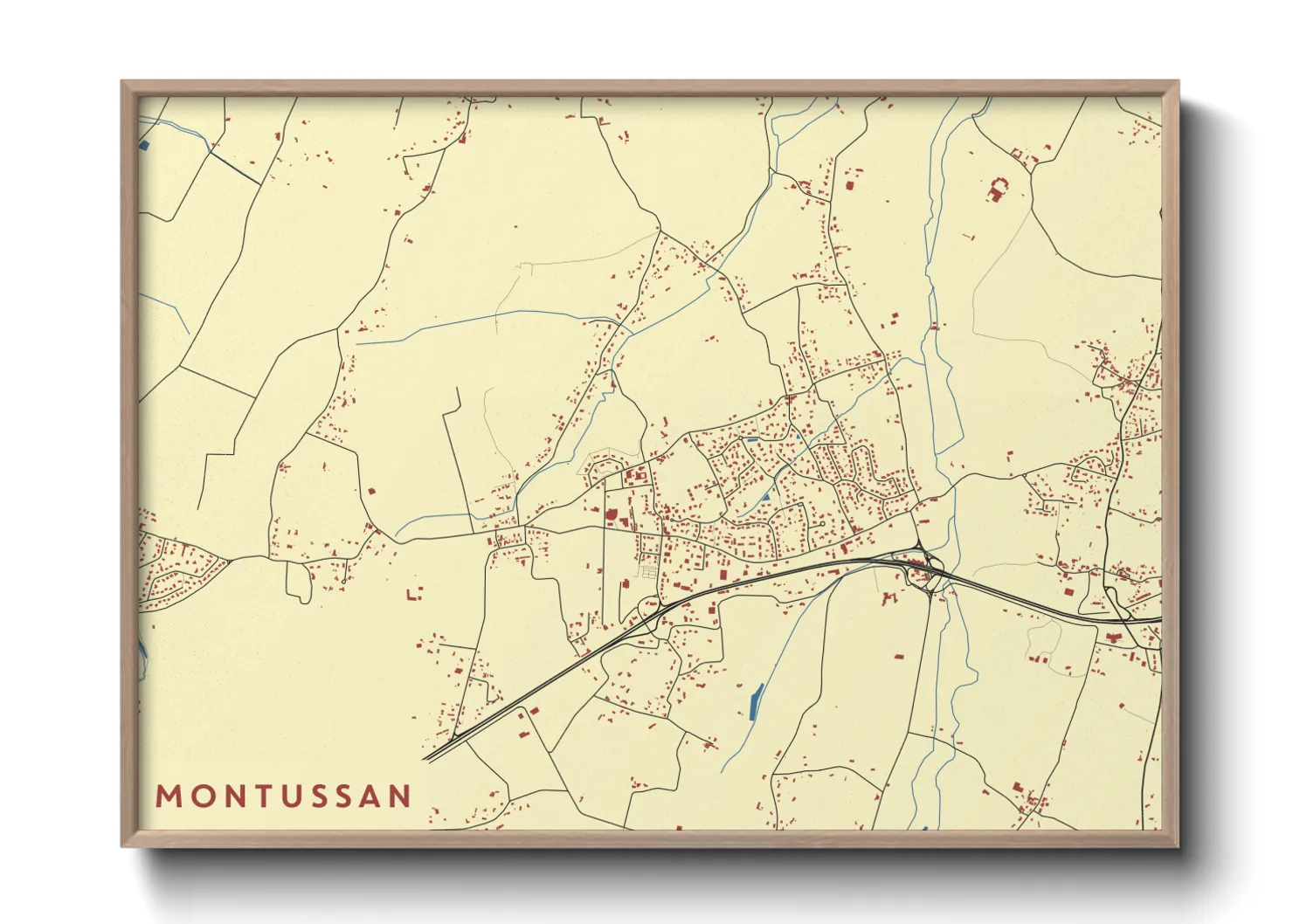 Une affiche de carte sur Montussan
