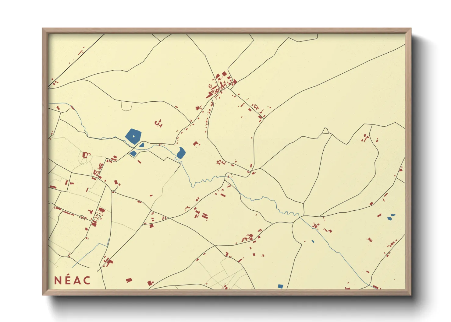 Une affiche de carte sur Néac
