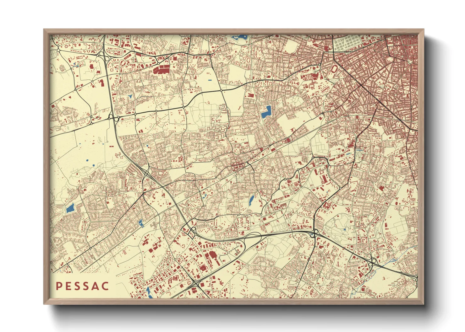 Une affiche de carte sur Pessac