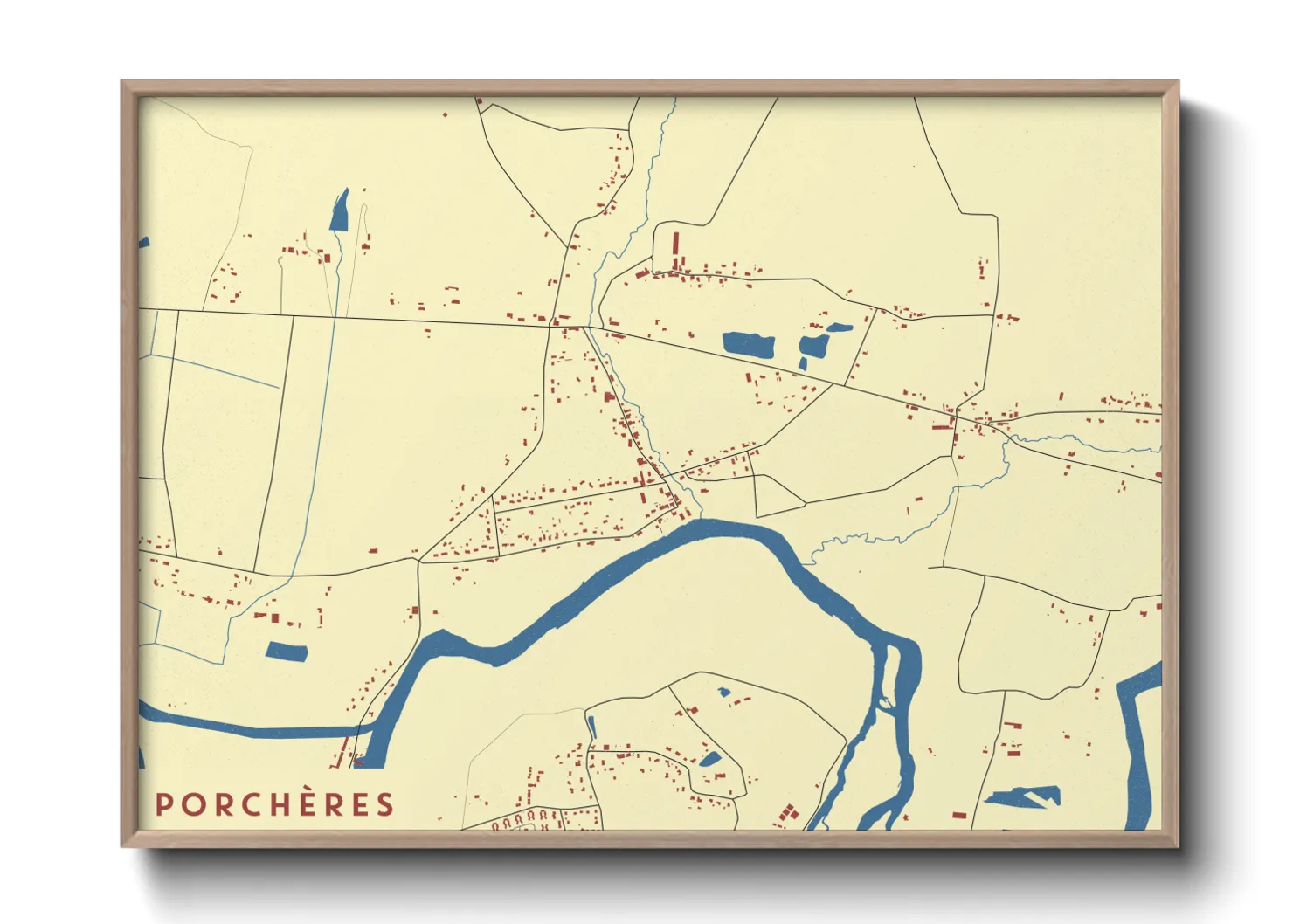 Une affiche de carte sur Porchères