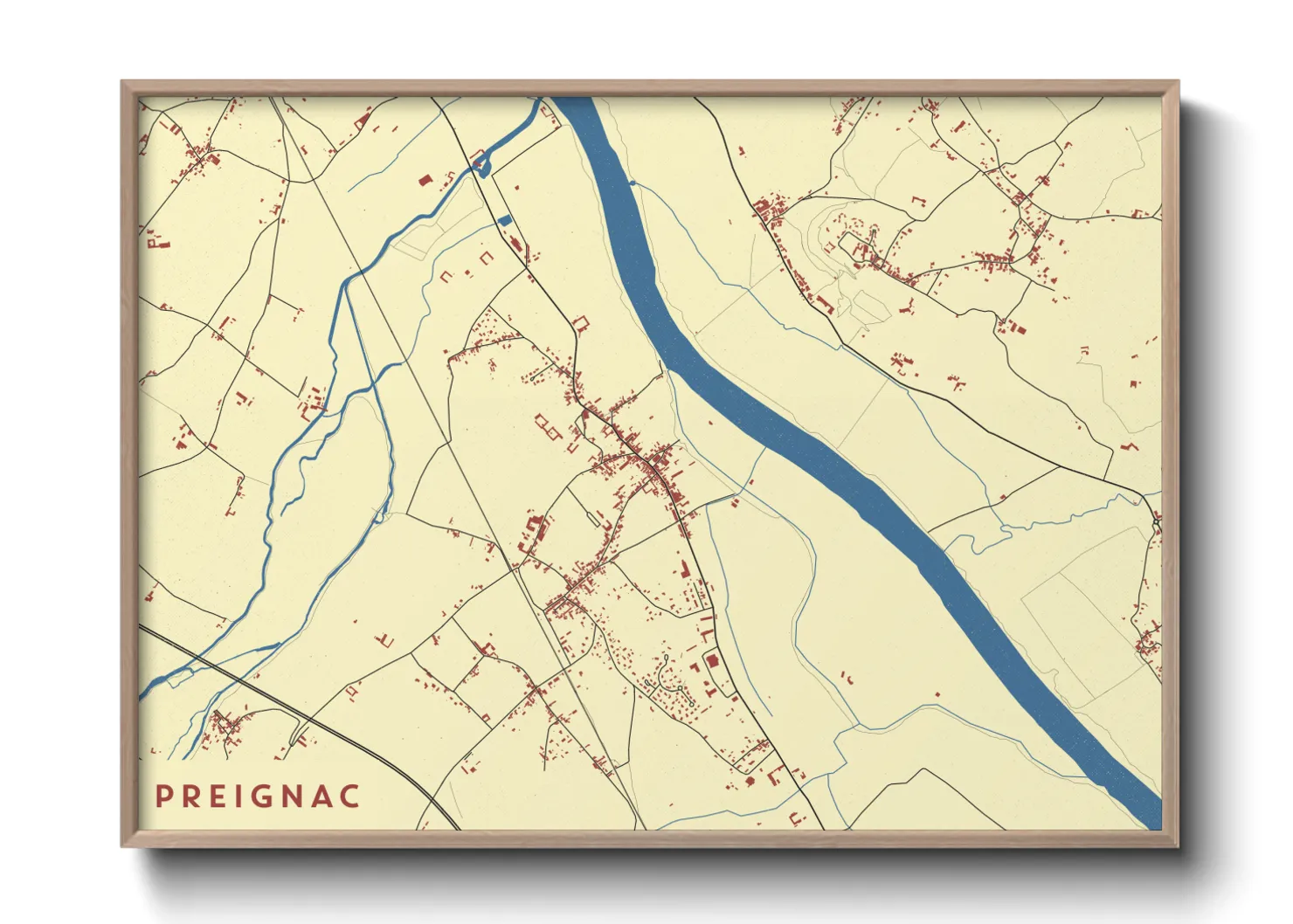 Une affiche de carte sur Preignac