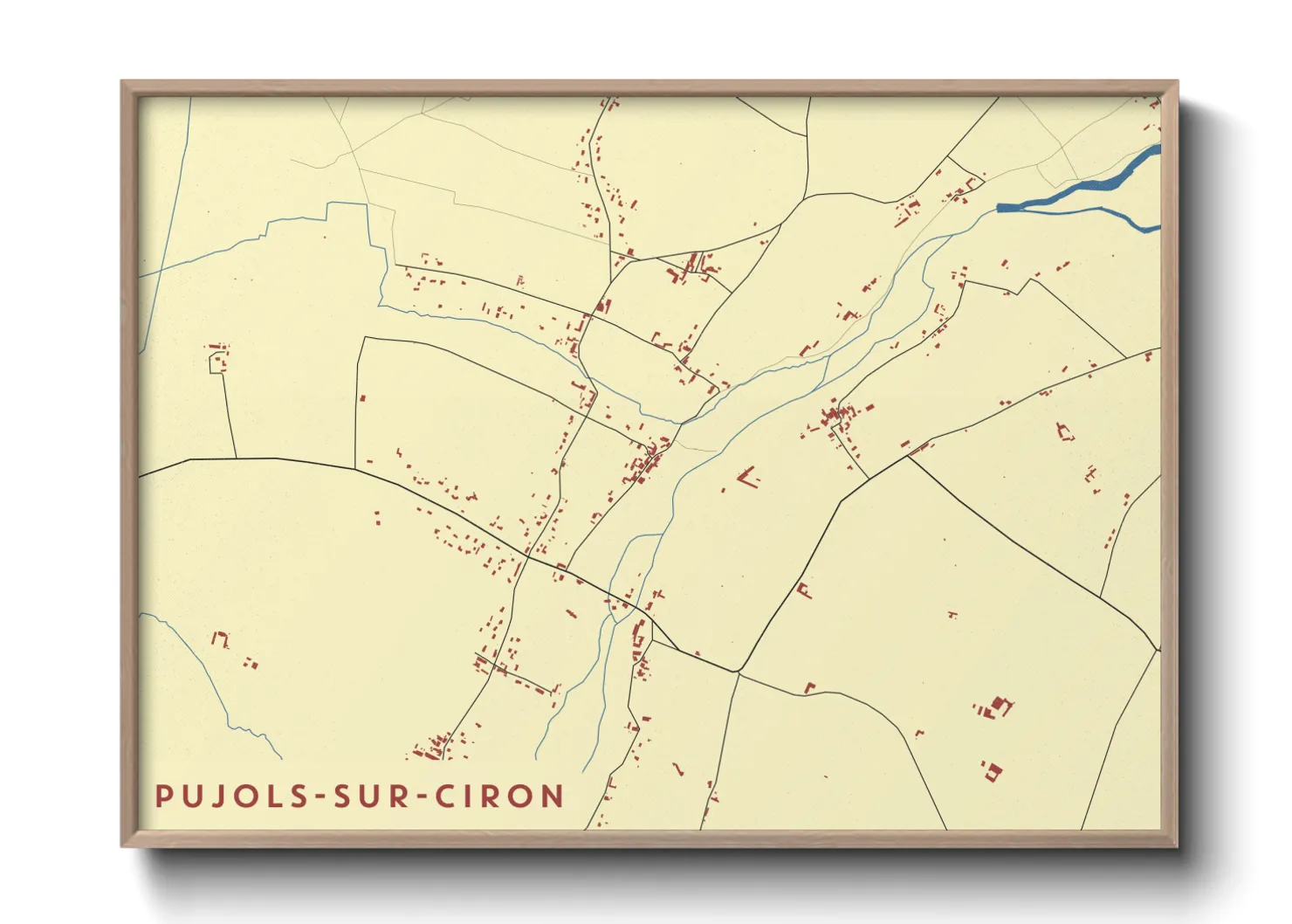 Une affiche de carte sur Pujols-sur-Ciron