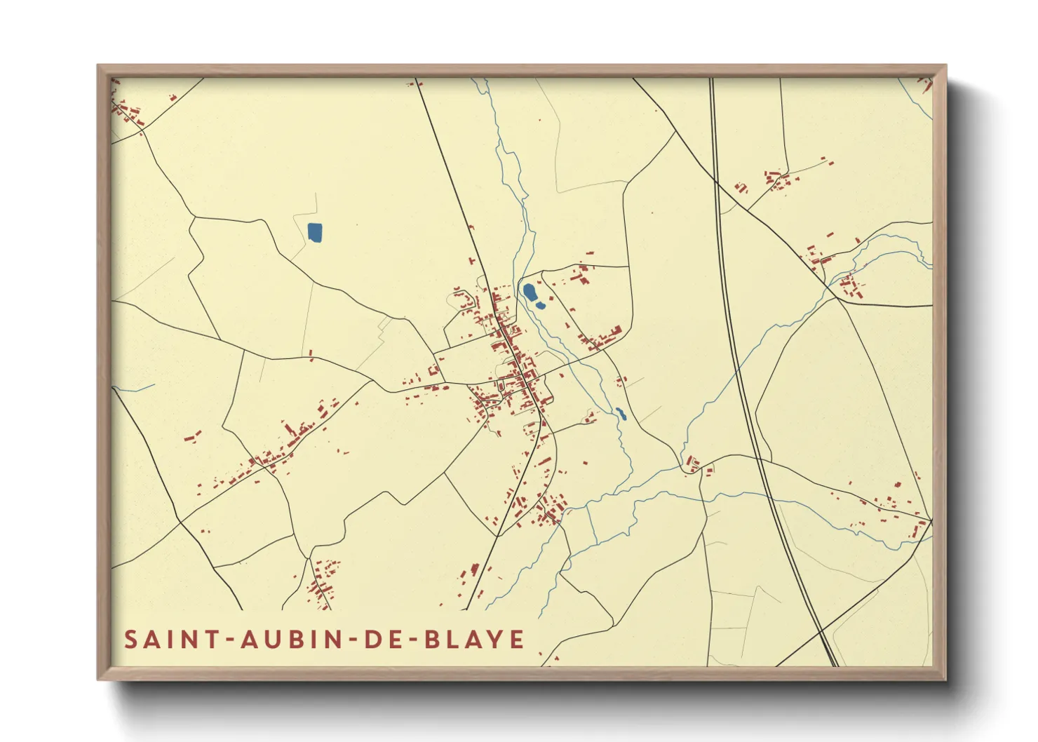 Une affiche de carte sur Saint-Aubin-de-Blaye