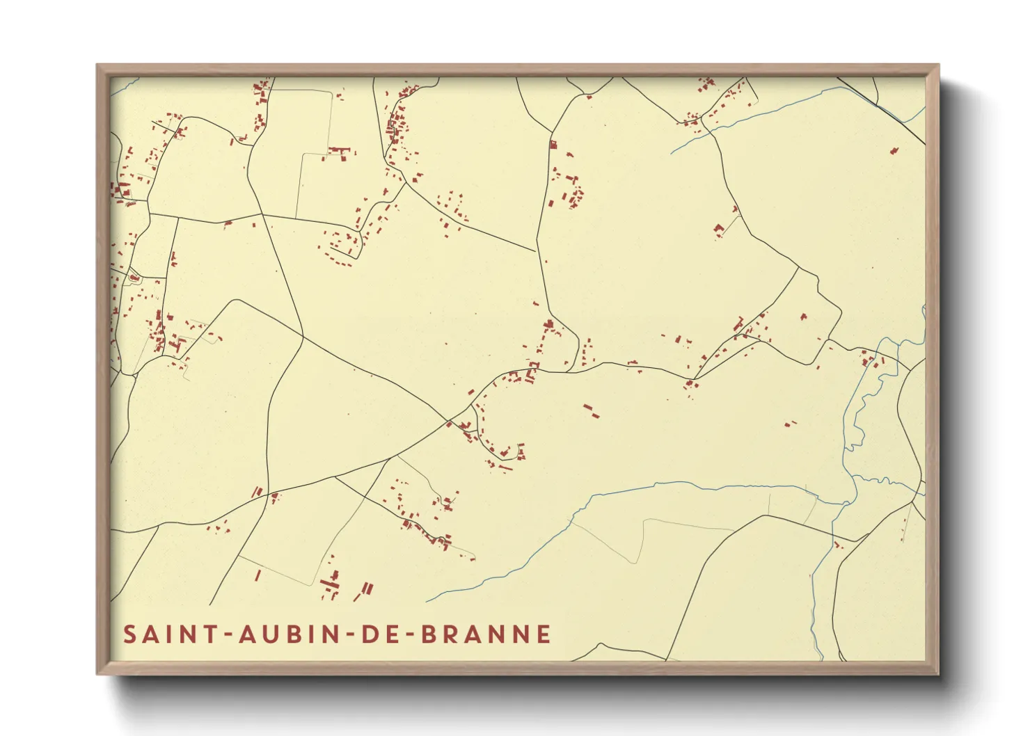 Une affiche de carte sur Saint-Aubin-de-Branne