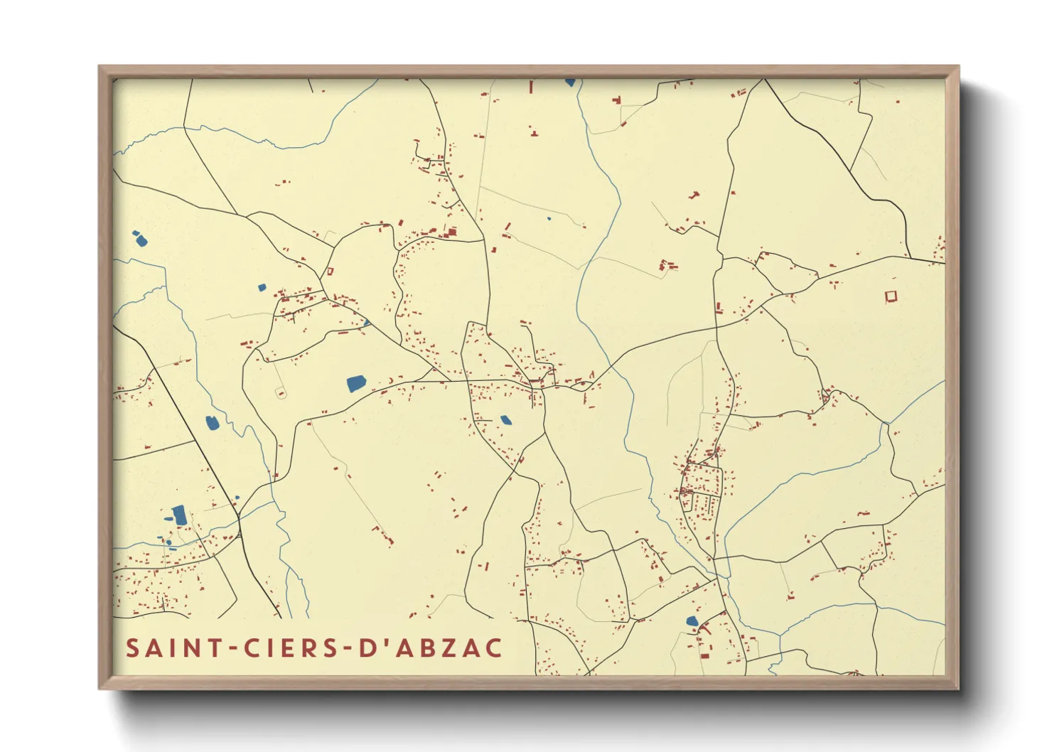 Une affiche de carte sur Saint-Ciers-d'Abzac