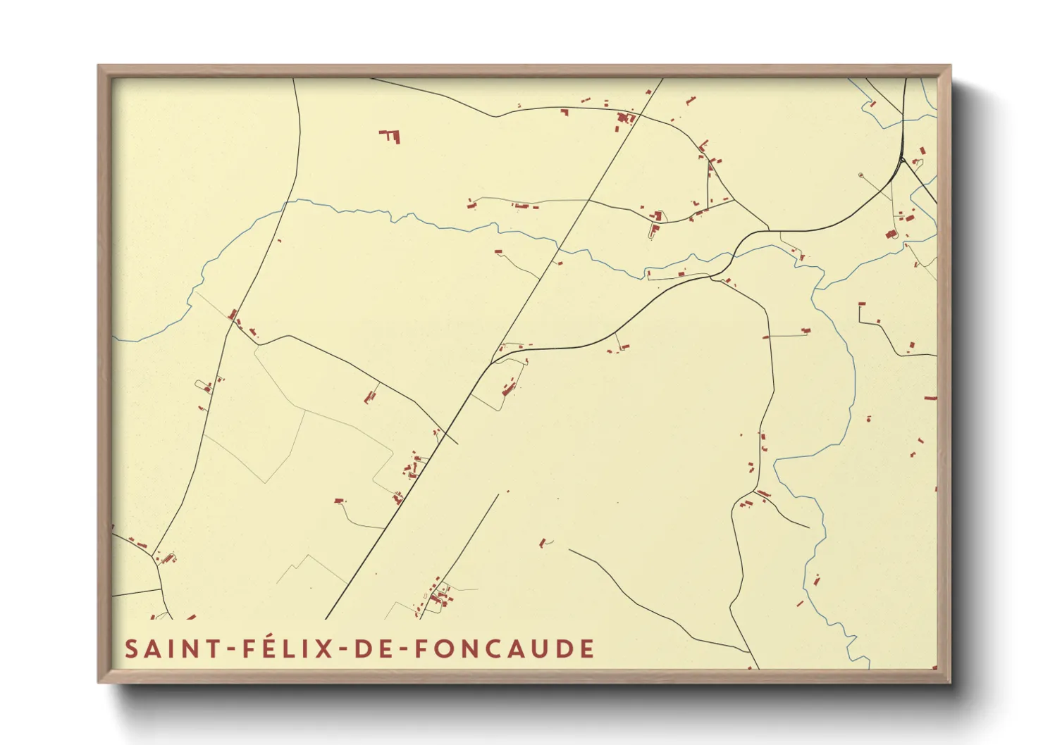 Une affiche de carte sur Saint-Félix-de-Foncaude