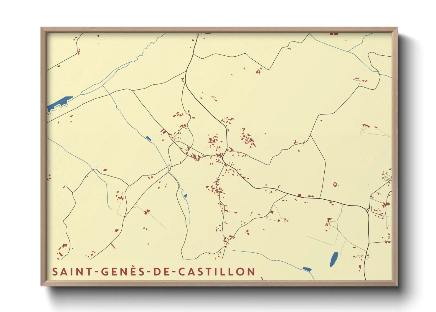 Une affiche de carte sur Saint-Genès-de-Castillon