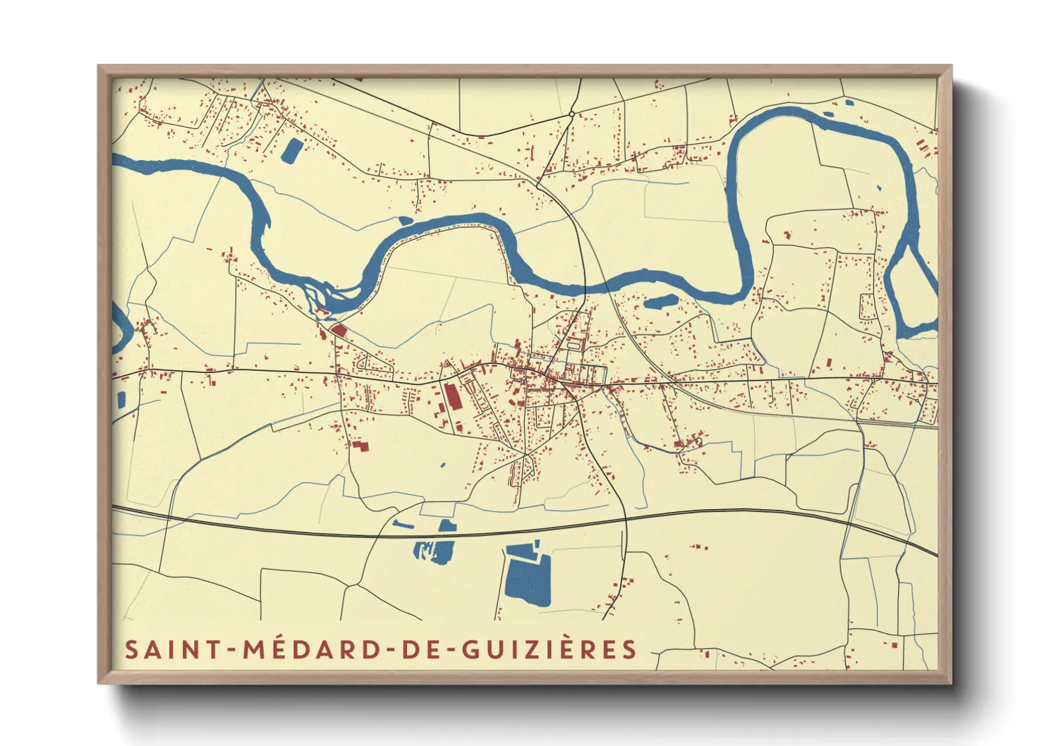 Une affiche de carte sur Saint-Médard-de-Guizières