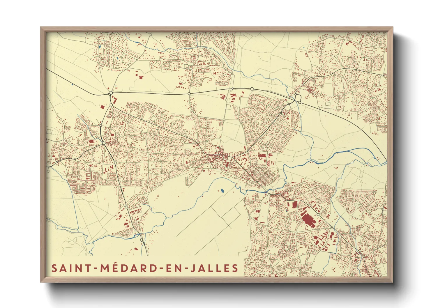 Une affiche de carte sur Saint-Médard-en-Jalles