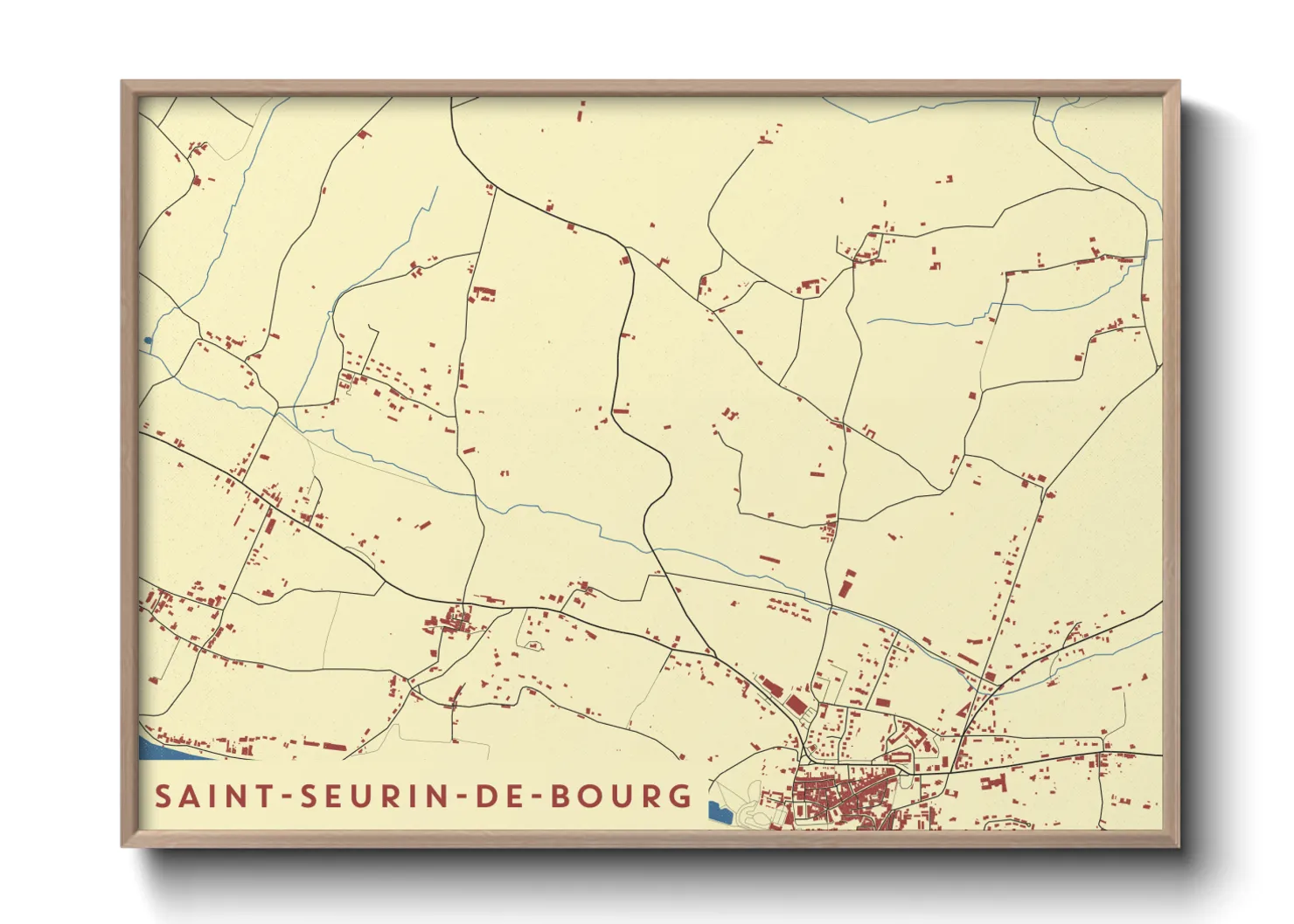 Une affiche de carte sur Saint-Seurin-de-Bourg