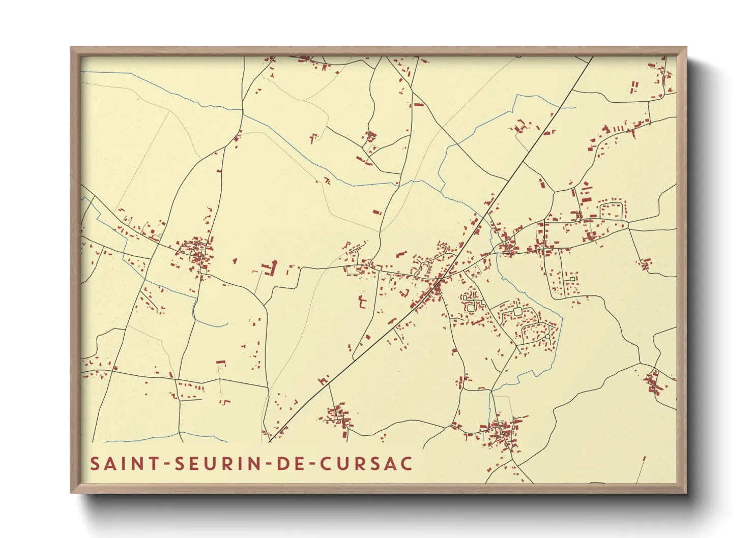 Une affiche de carte sur Saint-Seurin-de-Cursac