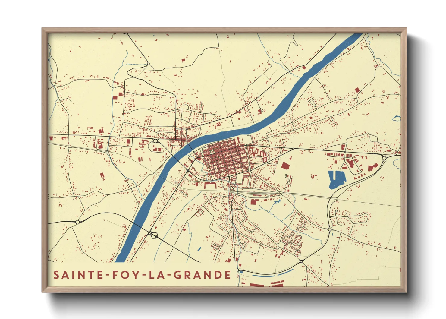 Une affiche de carte sur Sainte-Foy-la-Grande