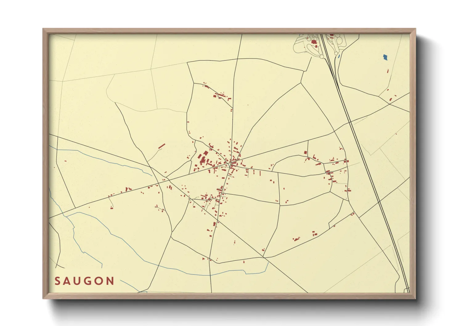 Une affiche de carte sur Saugon