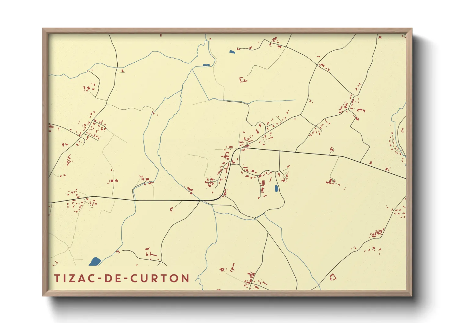 Une affiche de carte sur Tizac-de-Curton