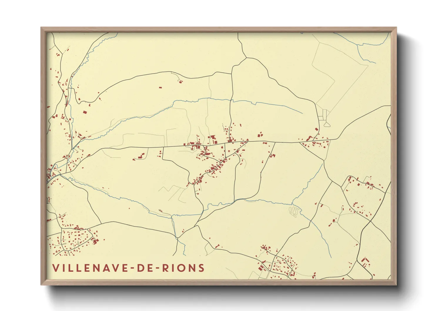 Une affiche de carte sur Villenave-de-Rions