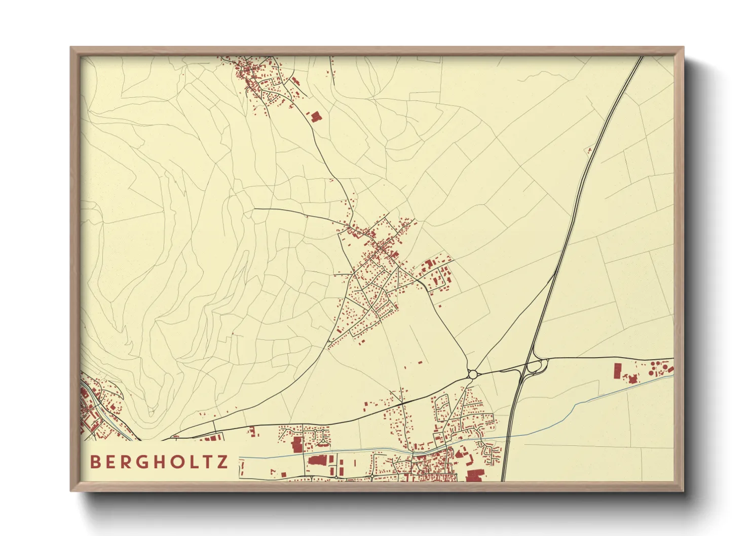 Une affiche de carte sur Bergholtz
