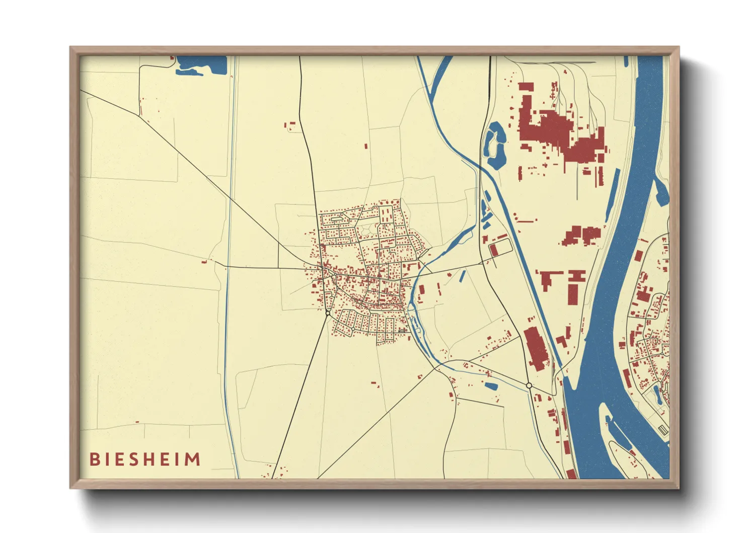 Une affiche de carte sur Biesheim