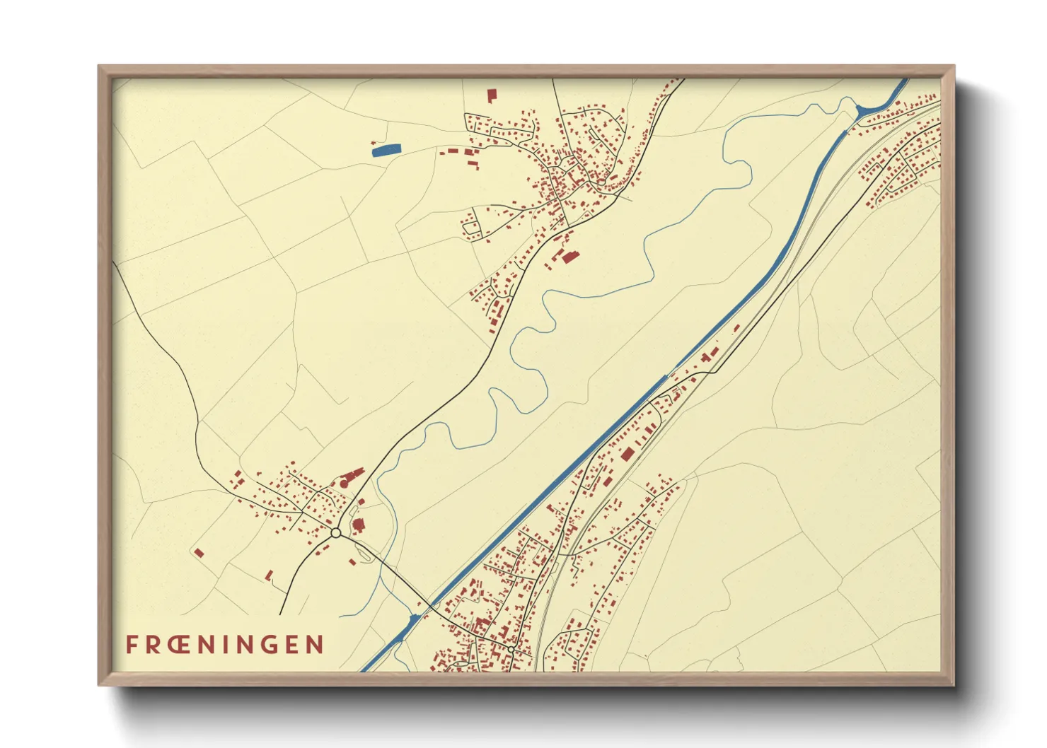 Une affiche de carte sur Frœningen