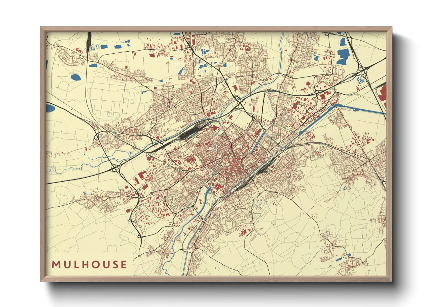 Une affiche de carte sur Mulhouse