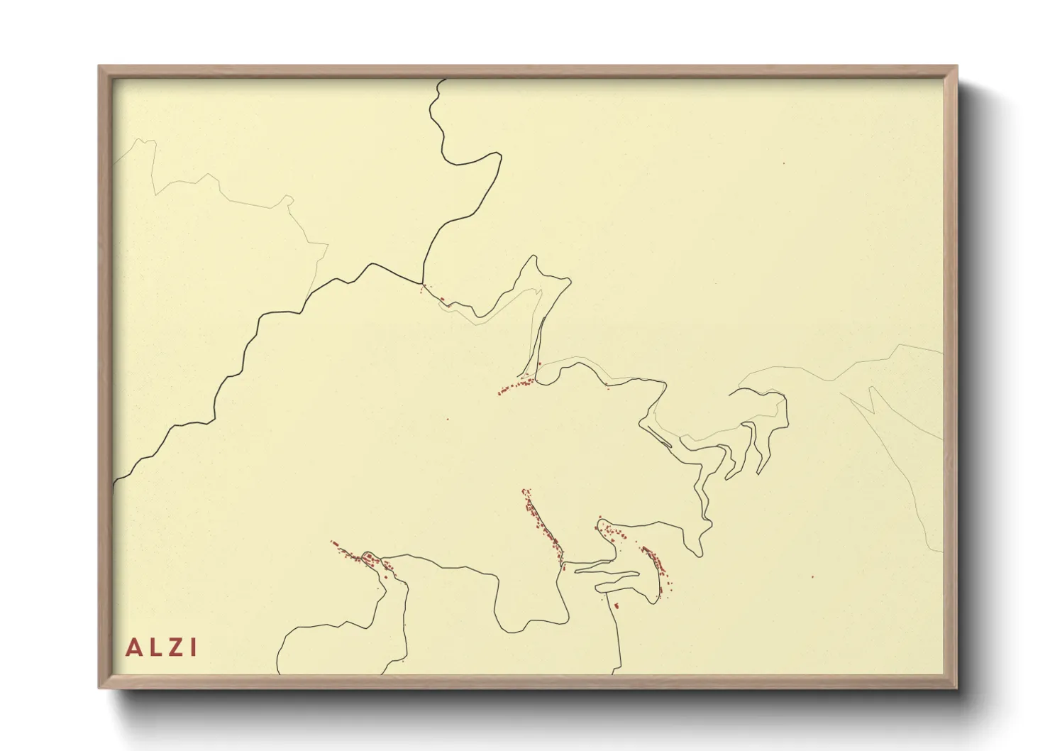 Une affiche de carte sur Alzi