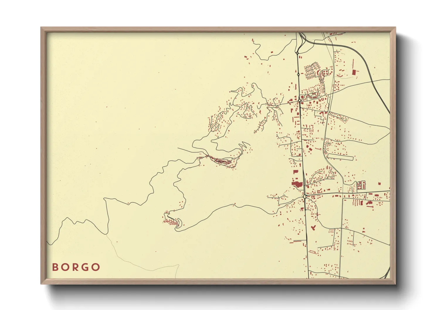 Une affiche de carte sur Borgo