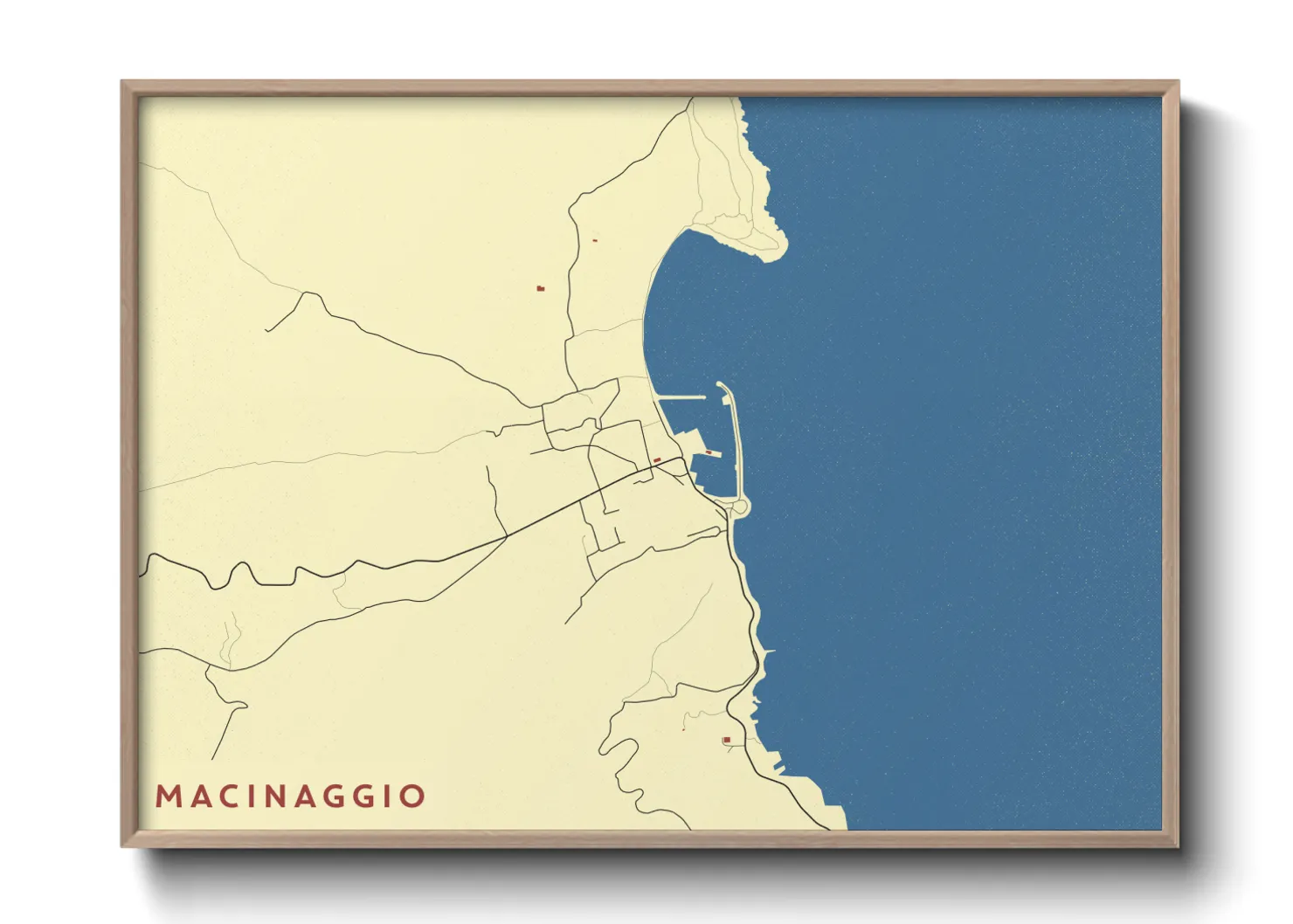 Une affiche de carte sur Macinaggio