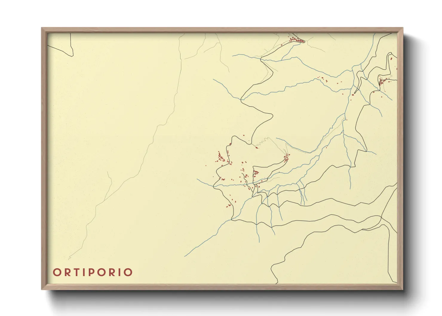 Une affiche de carte sur Ortiporio
