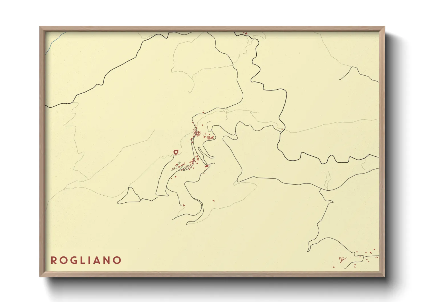 Une affiche de carte sur Rogliano
