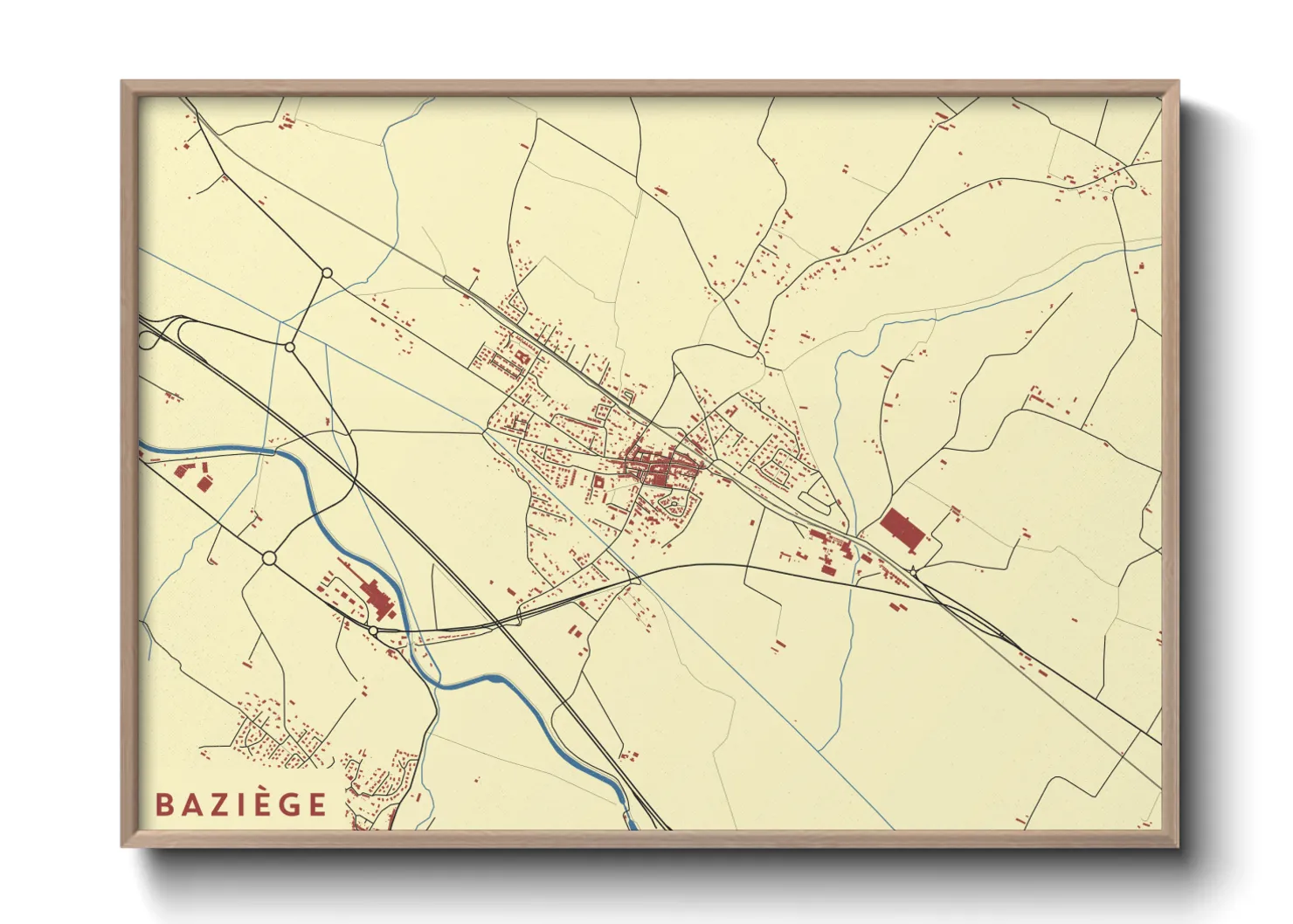 Une affiche de carte sur Baziège