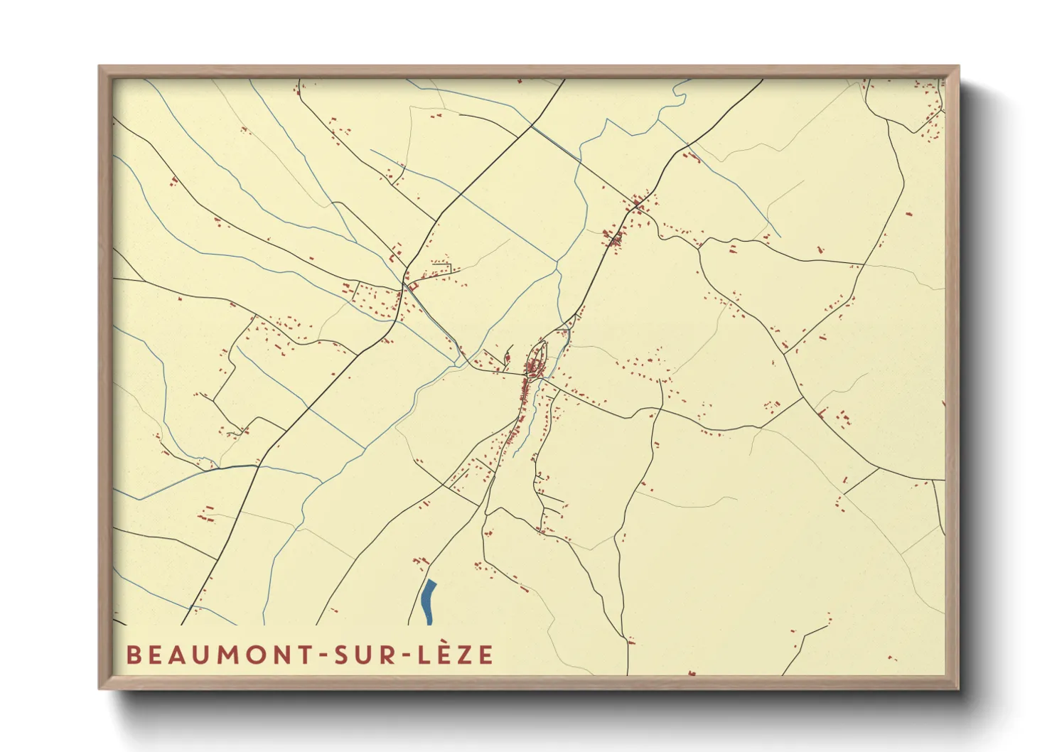 Une affiche de carte sur Beaumont-sur-Lèze