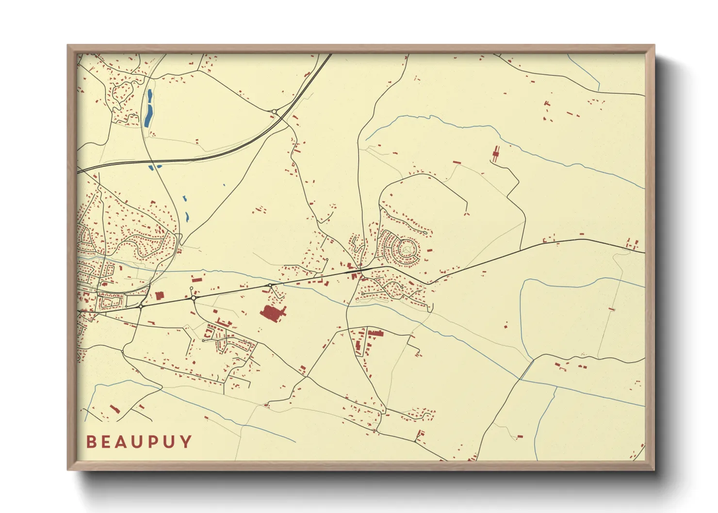 Une affiche de carte sur Beaupuy