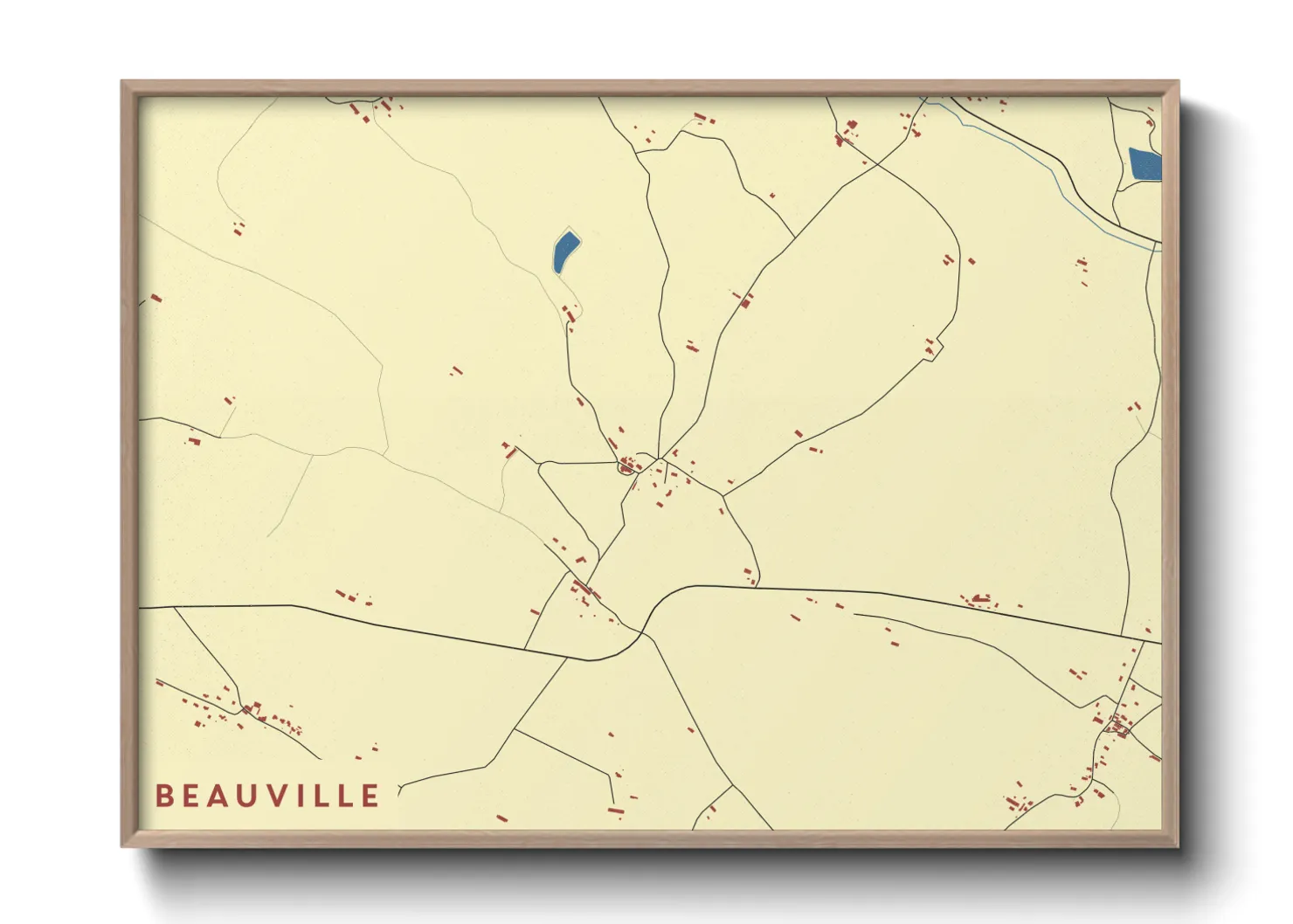 Une affiche de carte sur Beauville