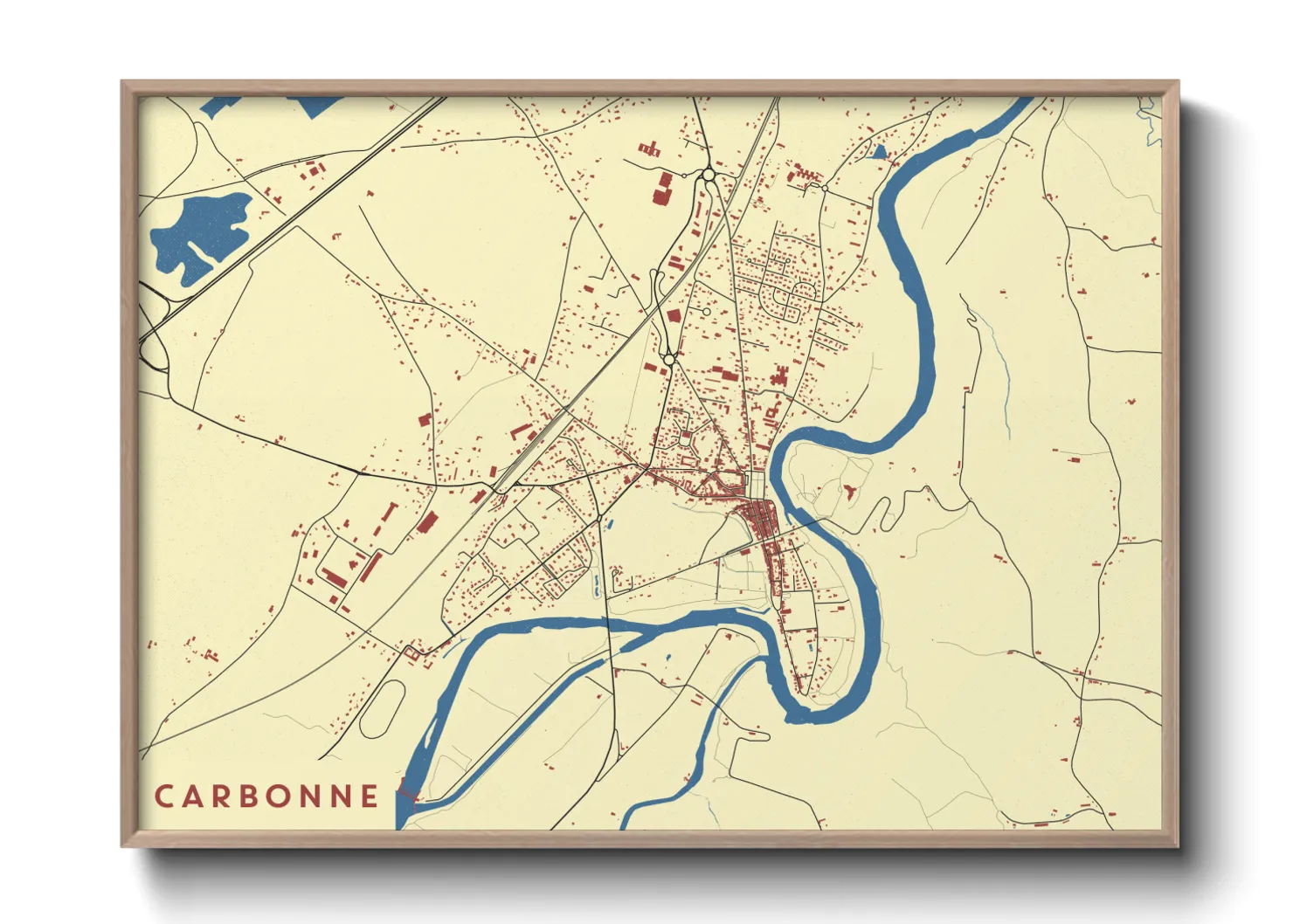 Une affiche de carte sur Carbonne