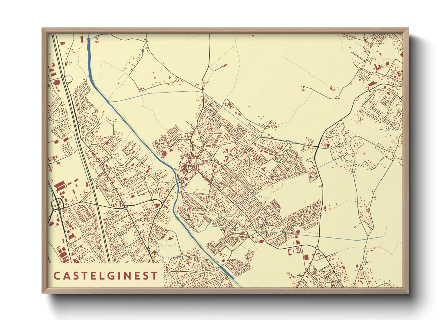 Une affiche de carte sur Castelginest