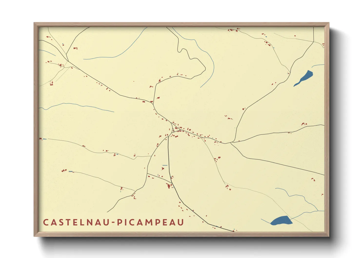 Une affiche de carte sur Castelnau-Picampeau