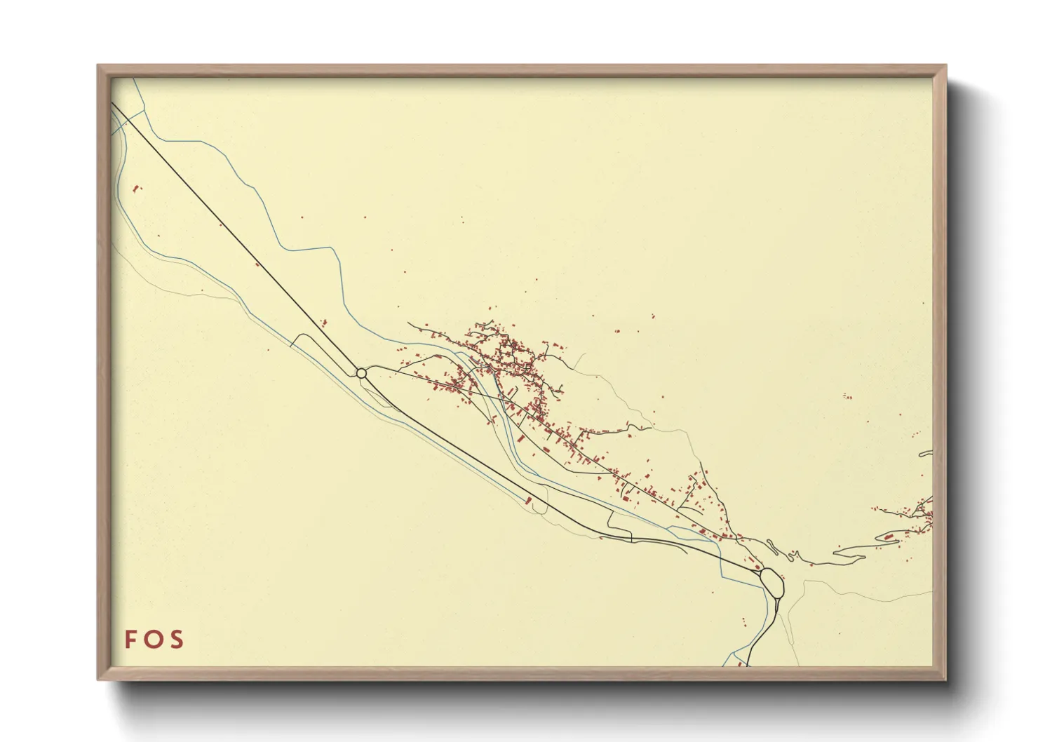 Une affiche de carte sur Fos