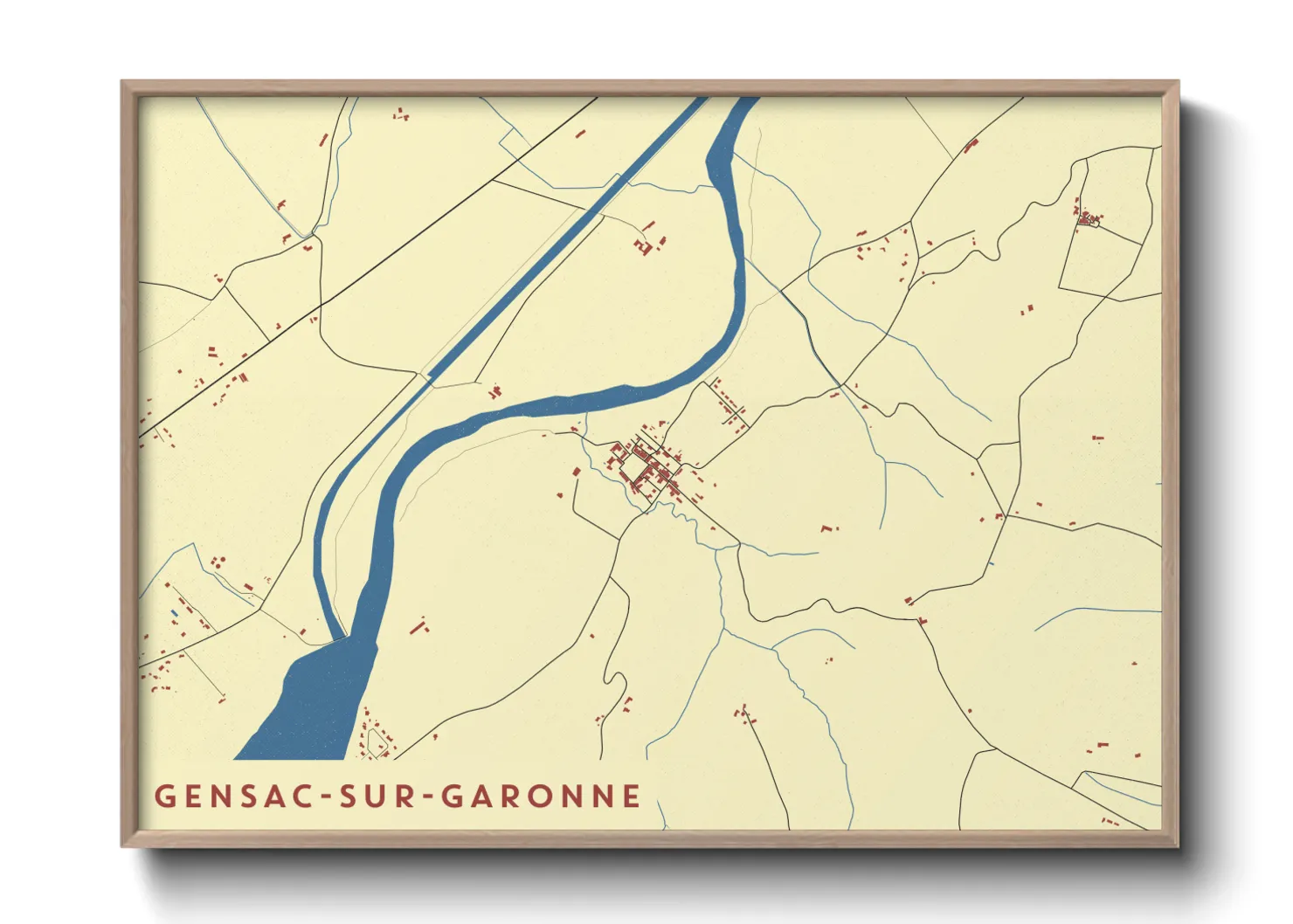 Une affiche de carte sur Gensac-sur-Garonne