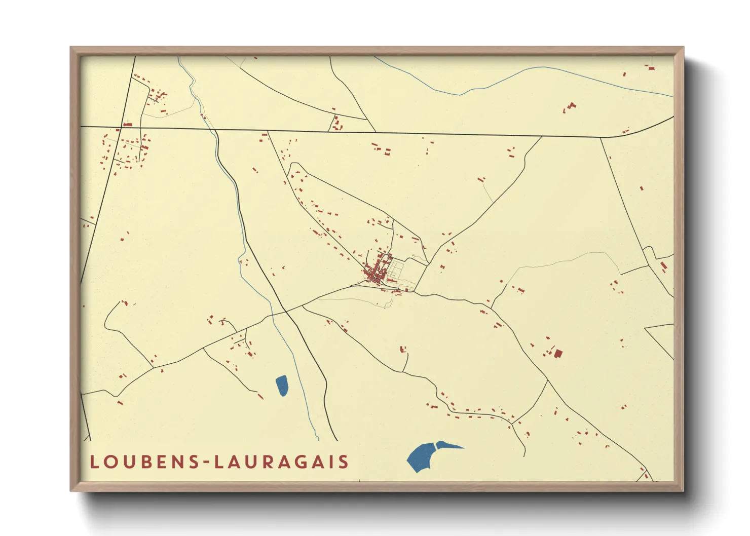 Une affiche de carte sur Loubens-Lauragais