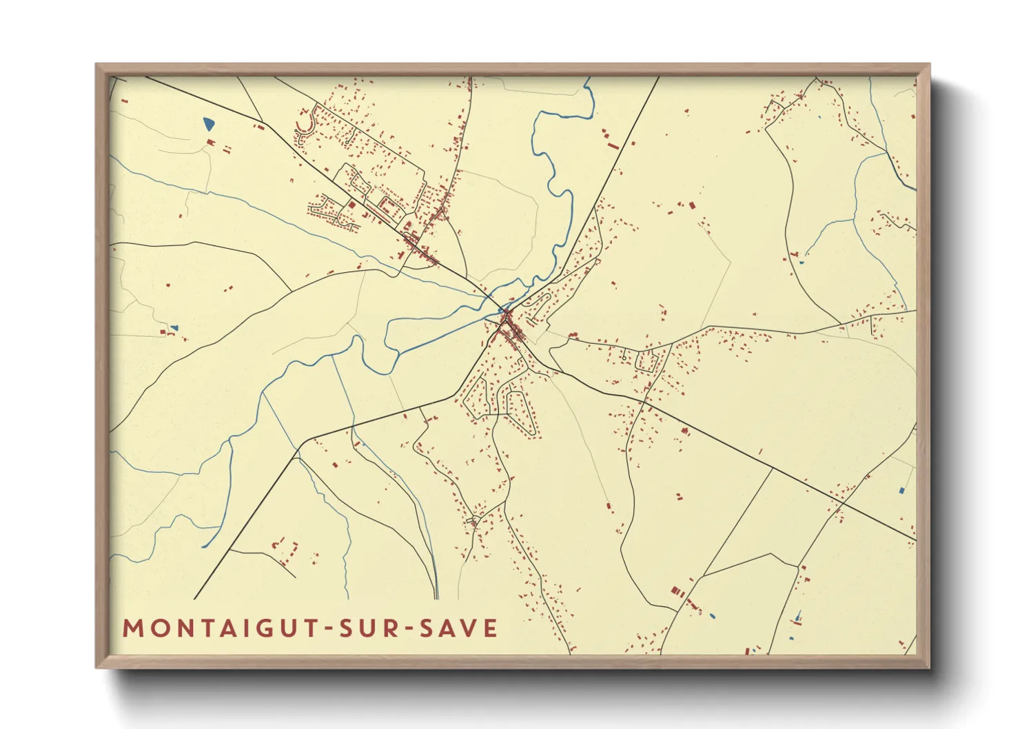 Une affiche de carte sur Montaigut-sur-Save