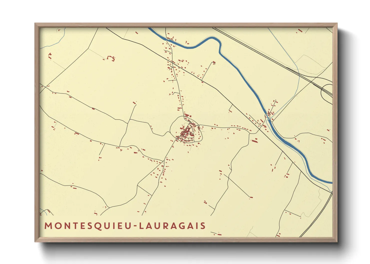 Une affiche de carte sur Montesquieu-Lauragais