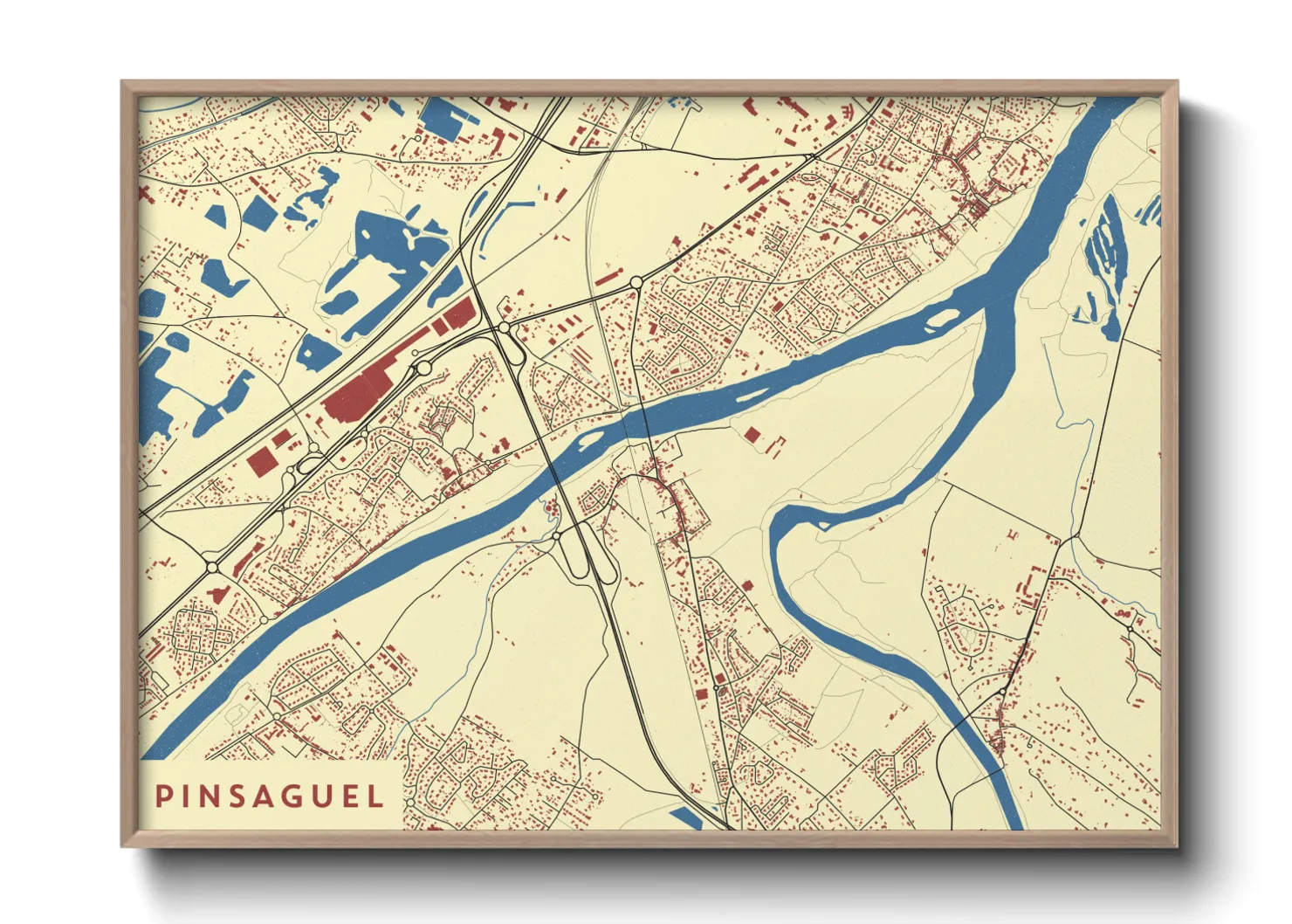 Une affiche de carte sur Pinsaguel