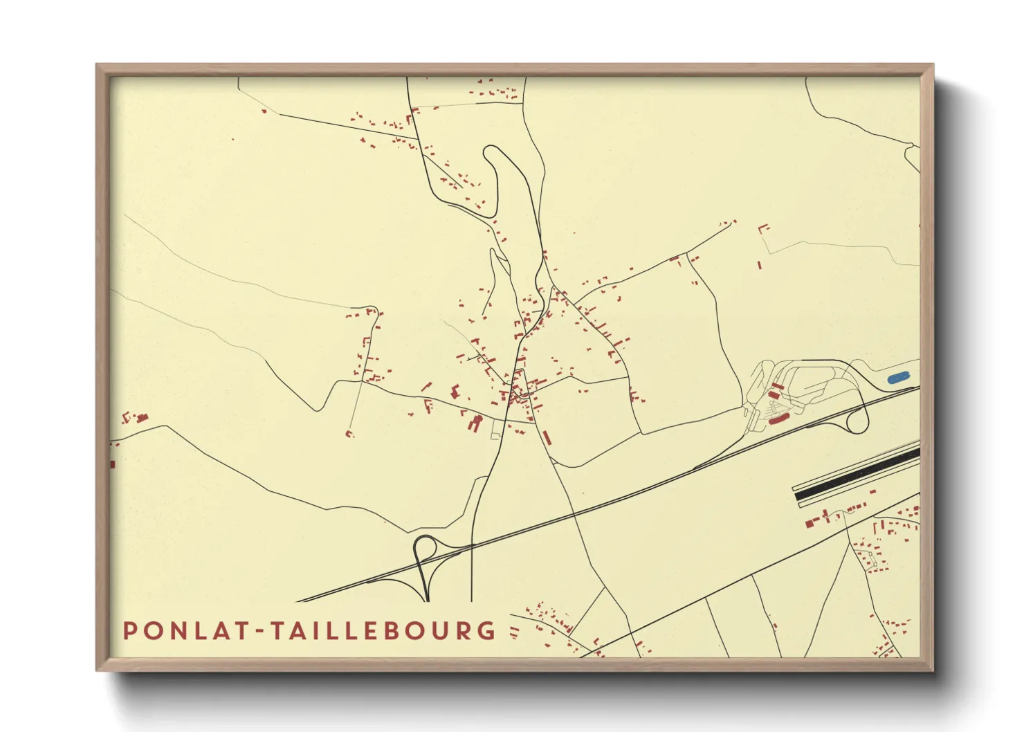 Une affiche de carte sur Ponlat-Taillebourg