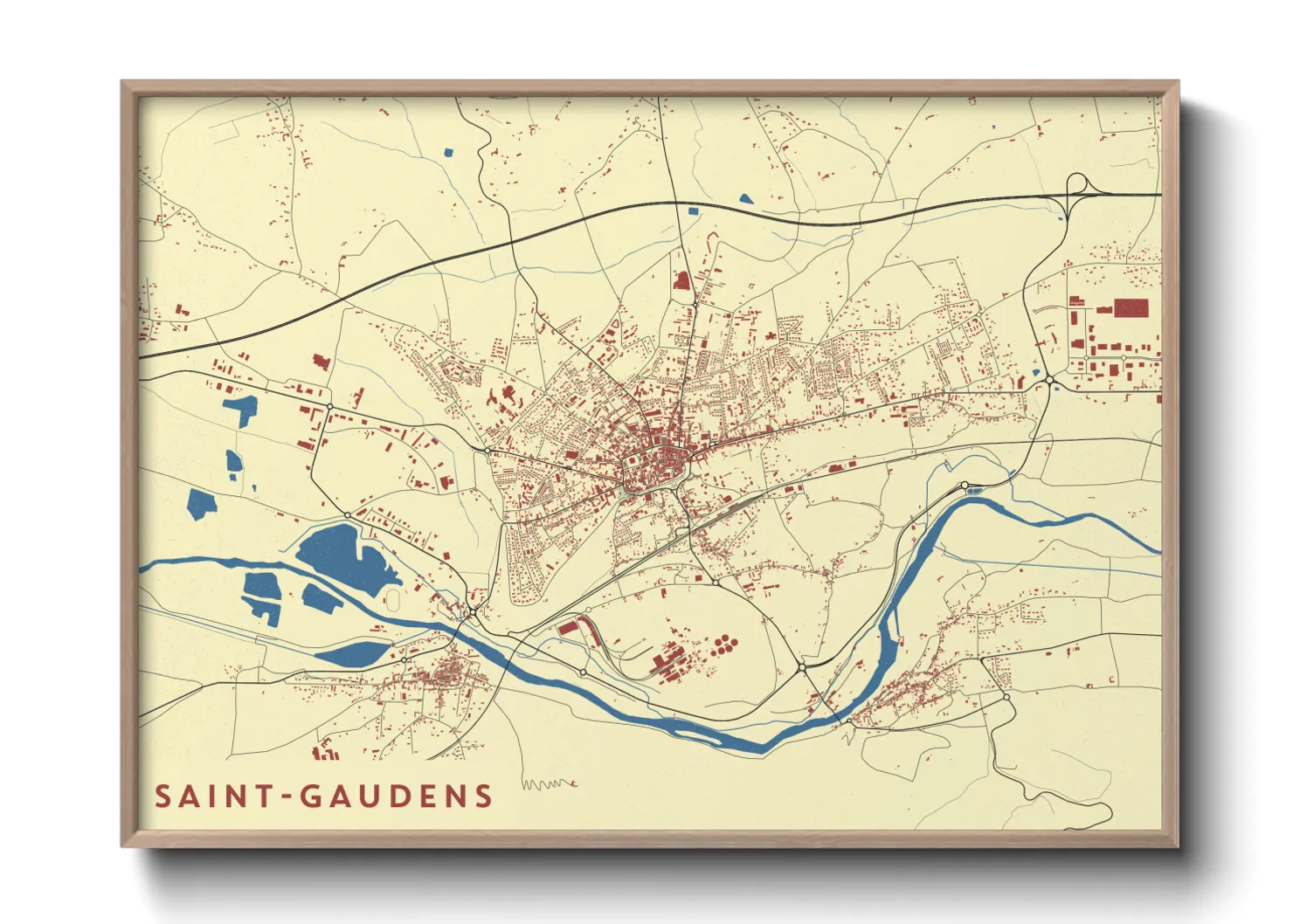 Une affiche de carte sur Saint-Gaudens