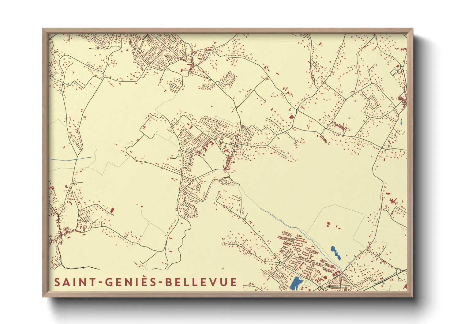 Une affiche de carte sur Saint-Geniès-Bellevue