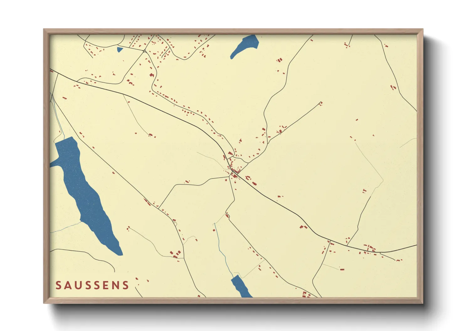 Une affiche de carte sur Saussens