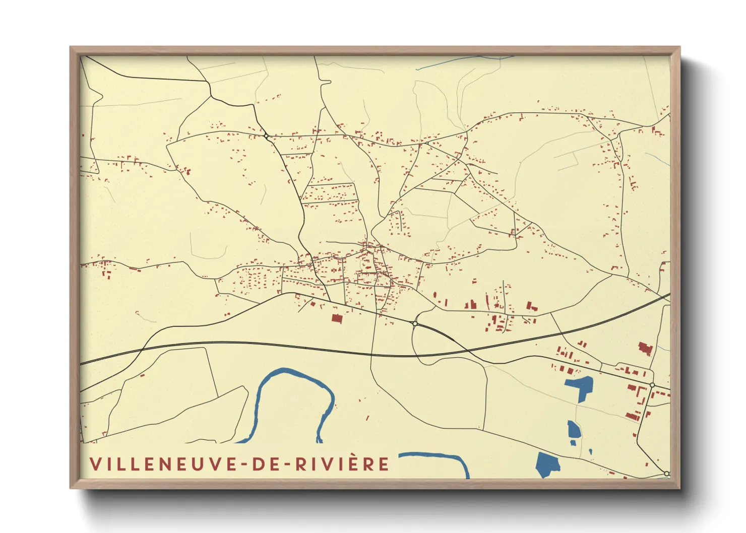 Une affiche de carte sur Villeneuve-de-Rivière