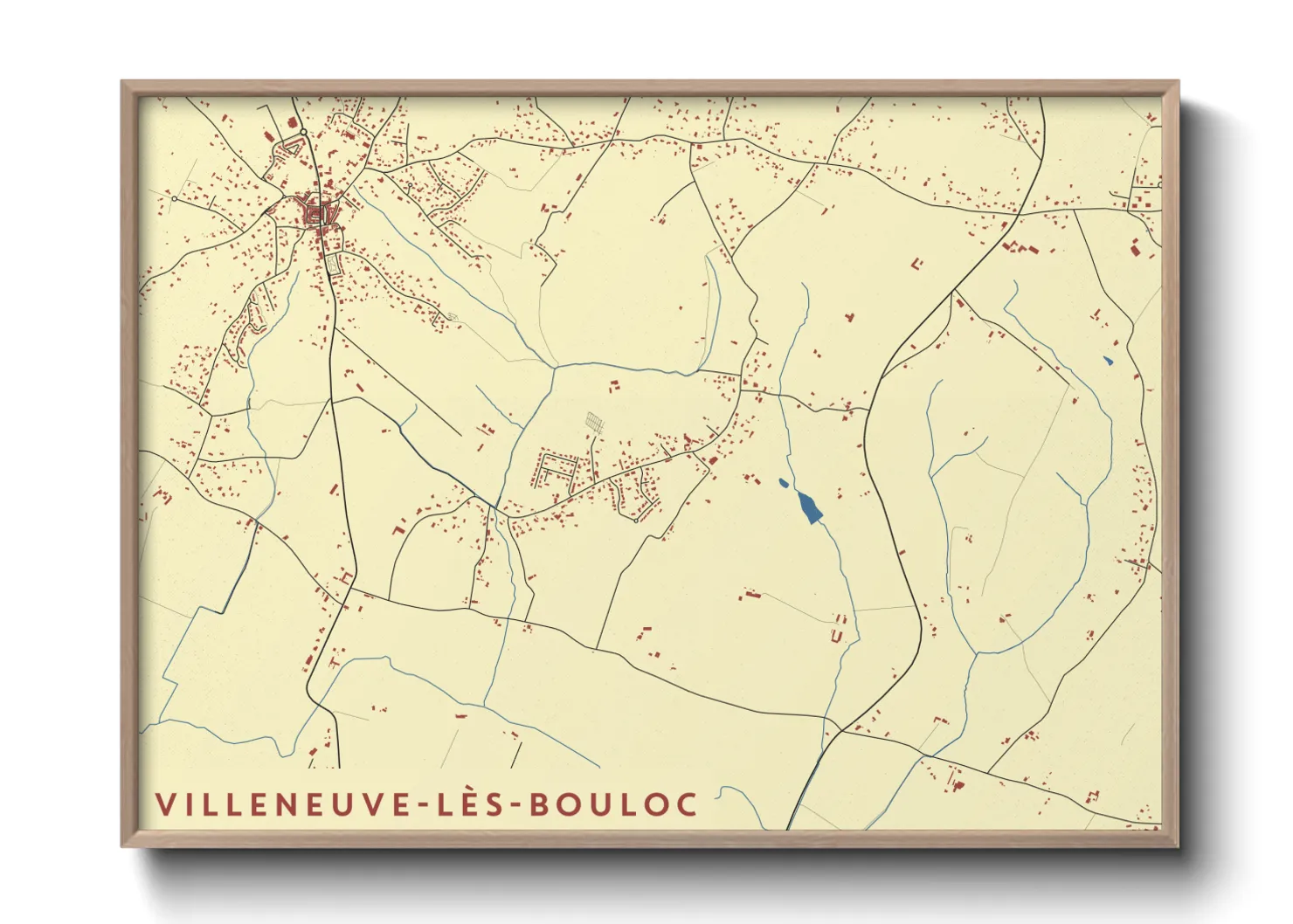 Une affiche de carte sur Villeneuve-lès-Bouloc