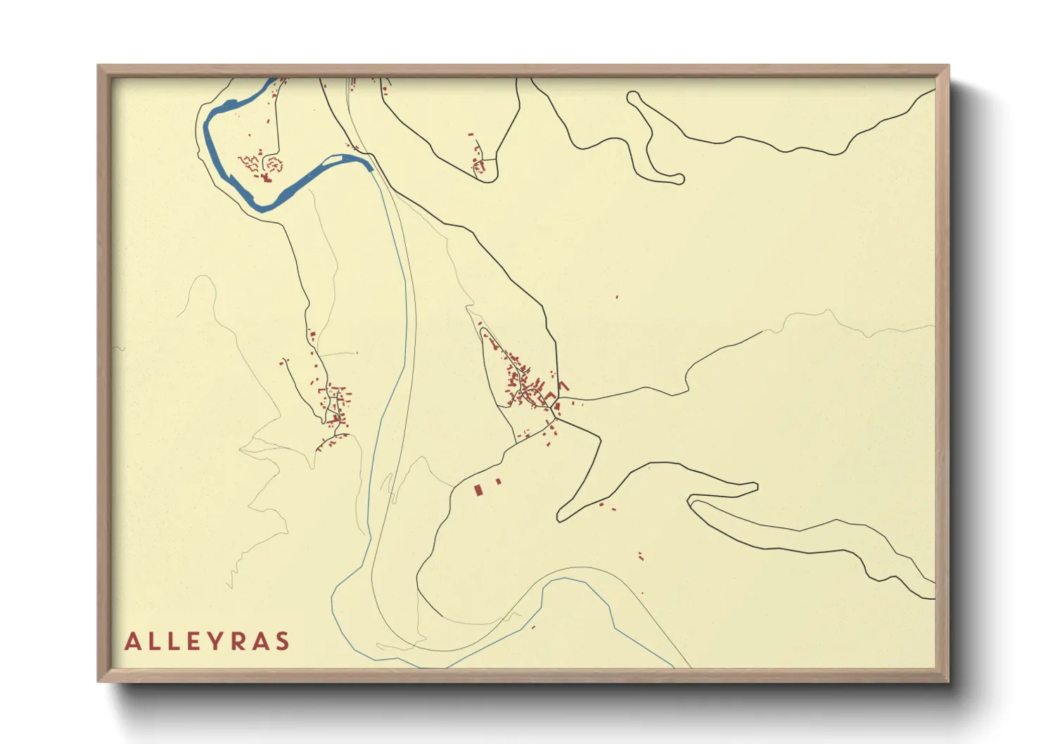 Une affiche de carte sur Alleyras