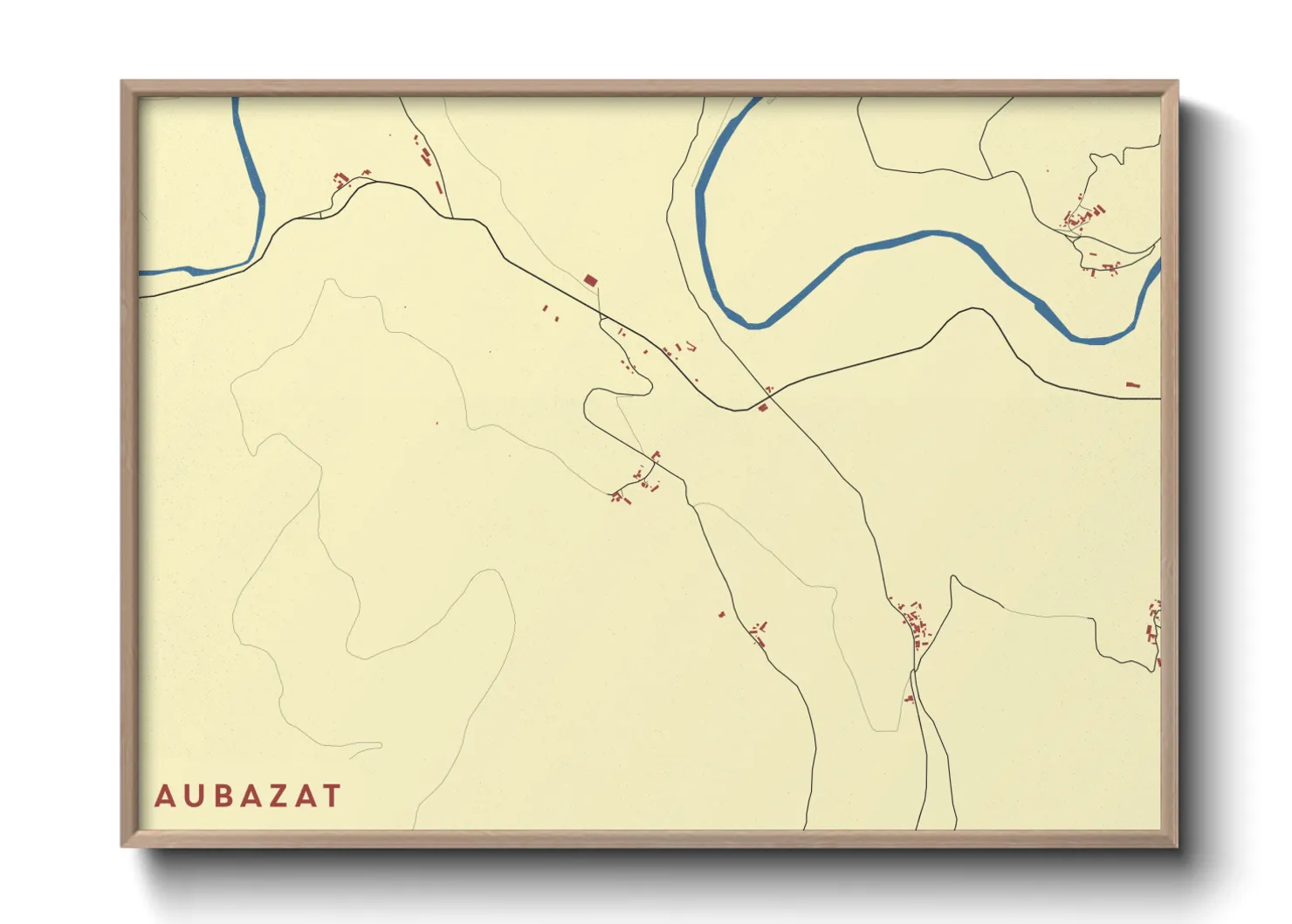 Une affiche de carte sur Aubazat